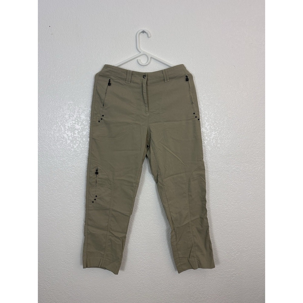 Jamie Sadock Womens Golf Pants Size 4 Beige Tapered Leg Zip Pockets Stretch